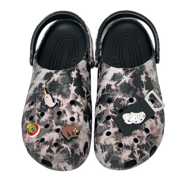 Crocs Classic Bleach Dye Slip On With Jibits Mules Clogs Size 10 (M) / 12 (W) - Picture 10 of 13